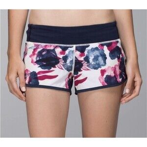 Lululemon Women’s Run Speed Short 2 Way Stretch Inky Floral Ghost Inkwell GUC 4